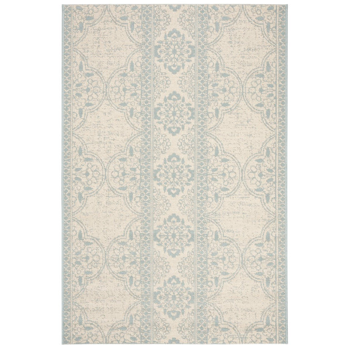 SAFAVIEH Indoor Outdoor BHS174K Beach House Aqua / Cream Rug Image 1