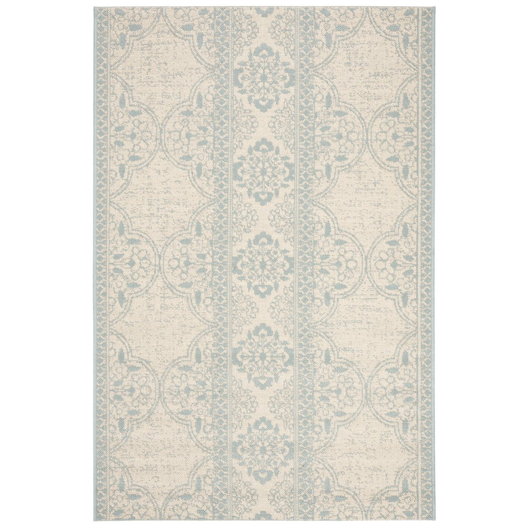 SAFAVIEH Indoor Outdoor BHS174K Beach House Aqua / Cream Rug Image 1