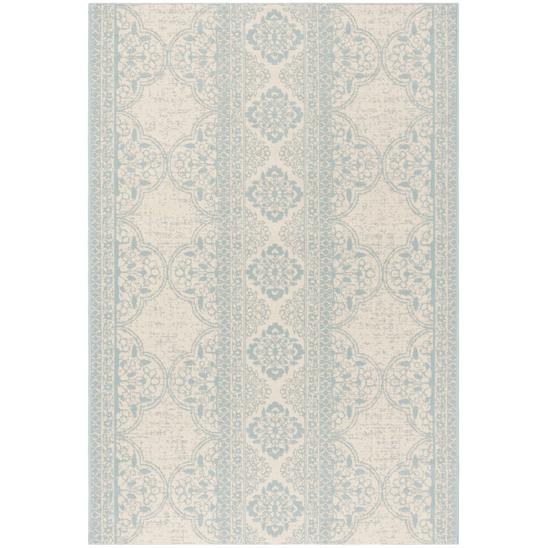 SAFAVIEH Indoor Outdoor BHS174K Beach House Aqua / Cream Rug Image 1