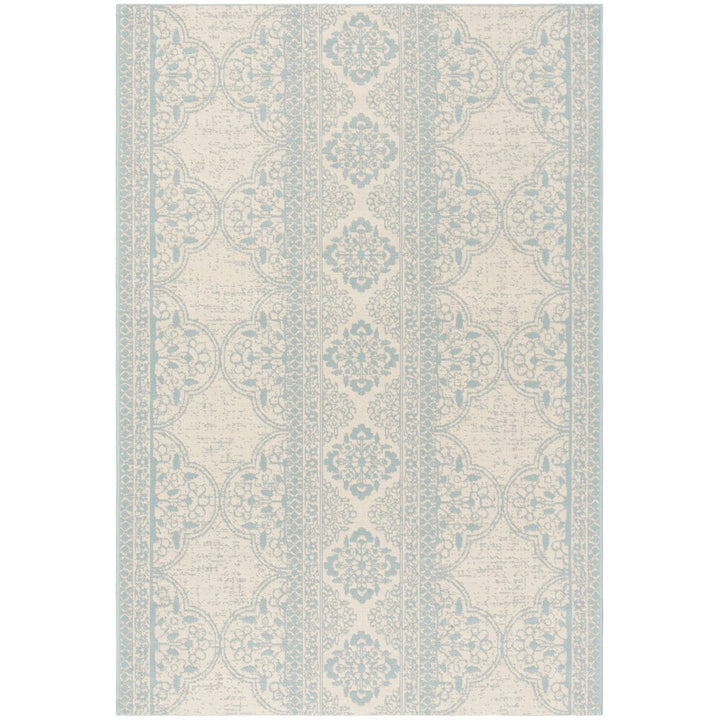 SAFAVIEH Indoor Outdoor BHS174K Beach House Aqua / Cream Rug Image 1