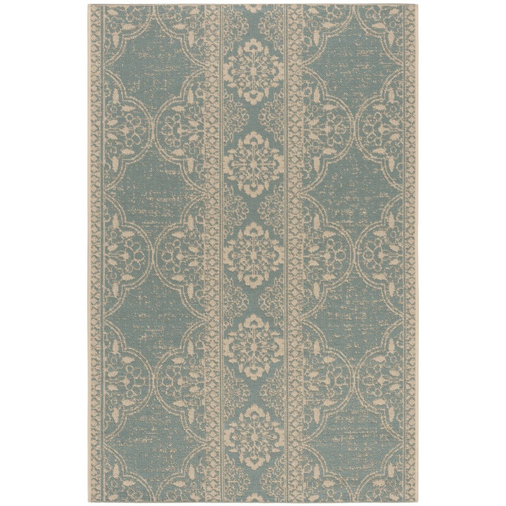 SAFAVIEH Indoor Outdoor BHS174L Beach House Cream / Aqua Rug Image 1