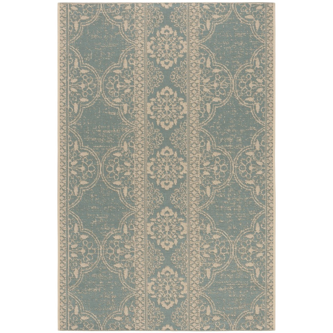 SAFAVIEH Indoor Outdoor BHS174L Beach House Cream / Aqua Rug Image 1