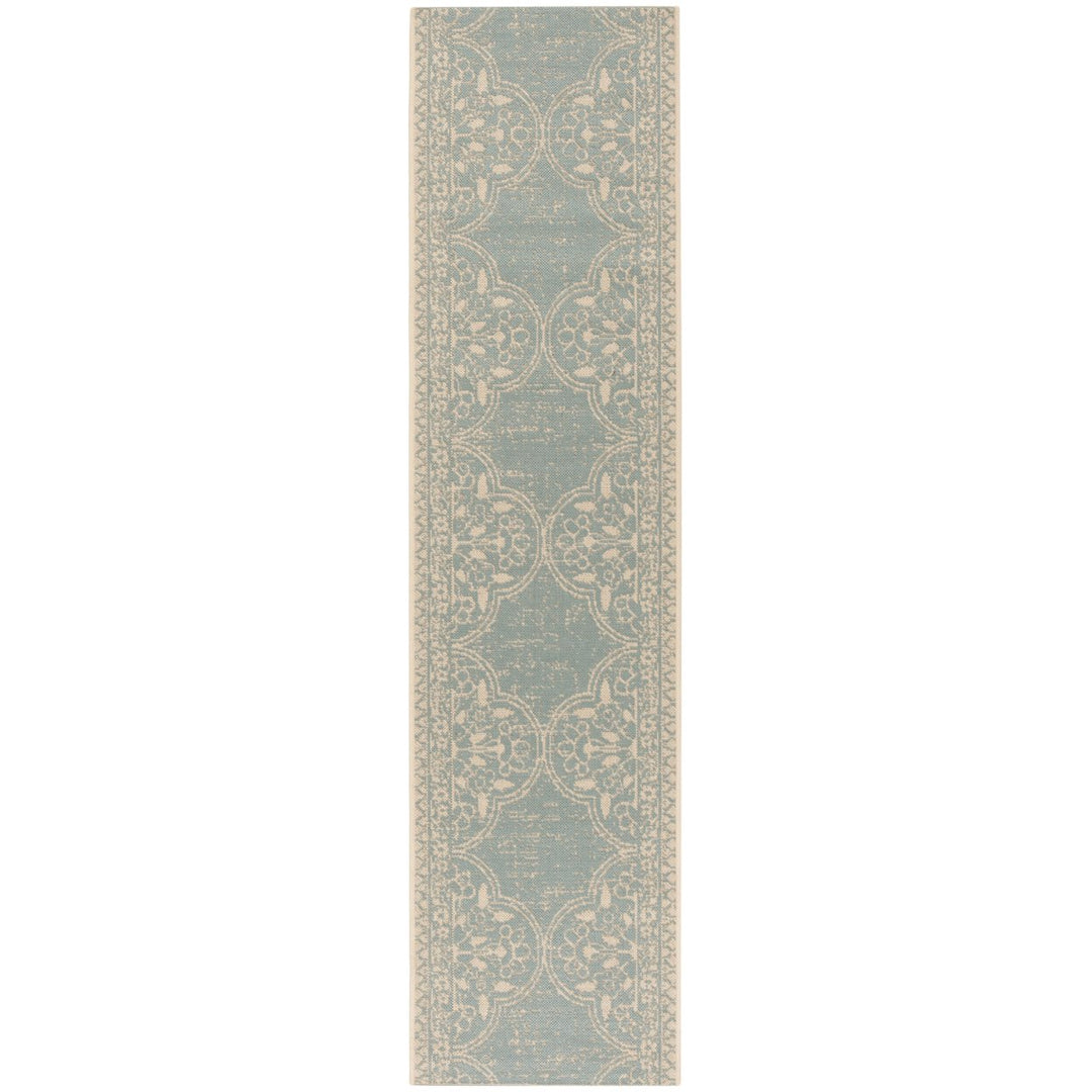 SAFAVIEH Indoor Outdoor BHS174L Beach House Cream / Aqua Rug Image 1