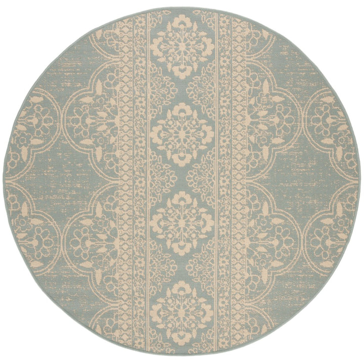 SAFAVIEH Indoor Outdoor BHS174L Beach House Cream / Aqua Rug Image 1