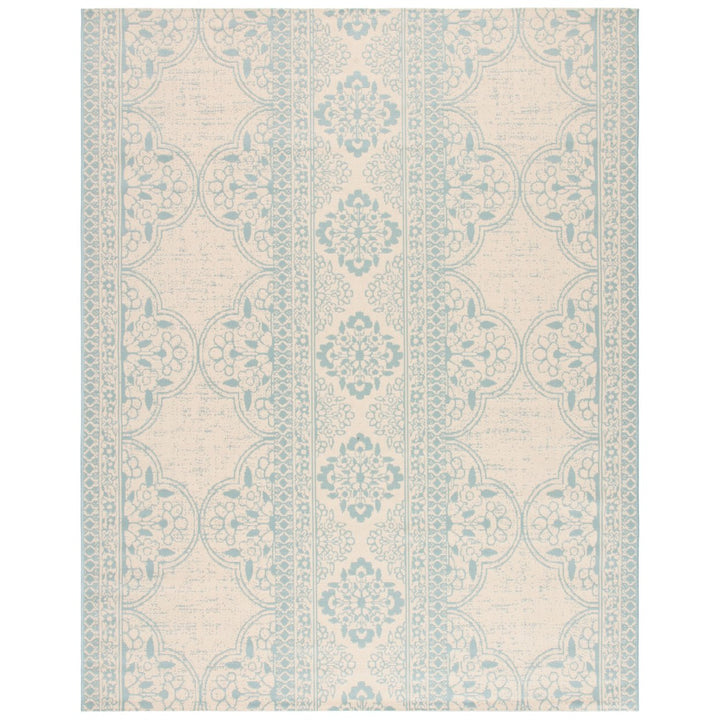 SAFAVIEH Indoor Outdoor BHS174K Beach House Aqua / Cream Rug Image 1