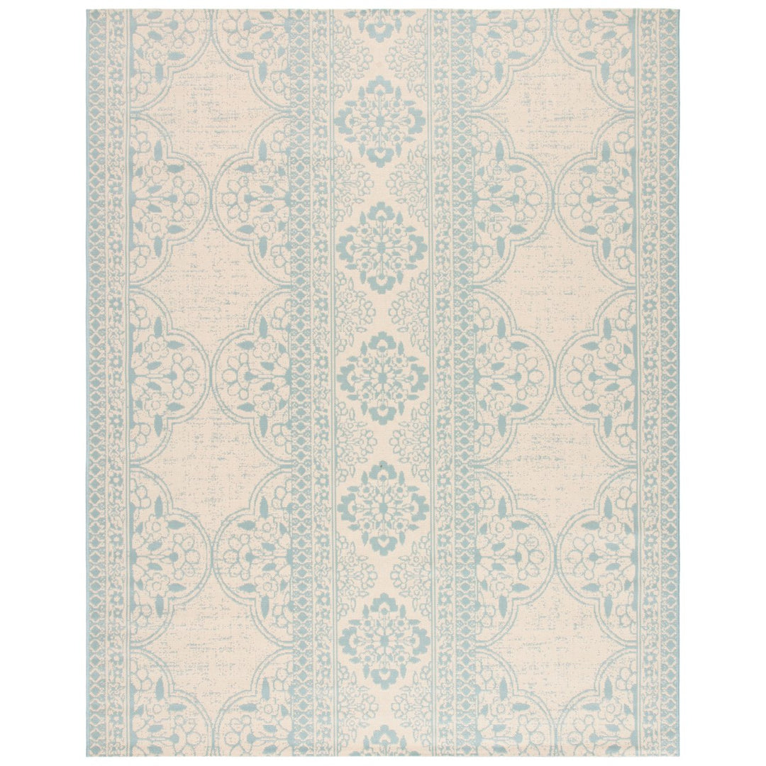 SAFAVIEH Indoor Outdoor BHS174K Beach House Aqua / Cream Rug Image 1