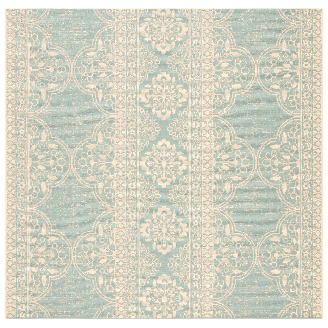 SAFAVIEH Indoor Outdoor BHS174L Beach House Cream / Aqua Rug Image 1