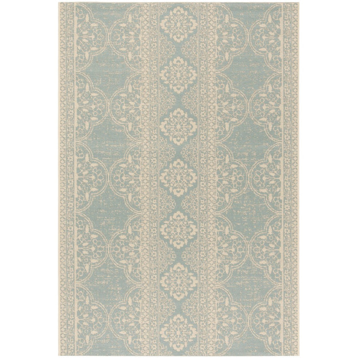 SAFAVIEH Indoor Outdoor BHS174L Beach House Cream / Aqua Rug Image 1