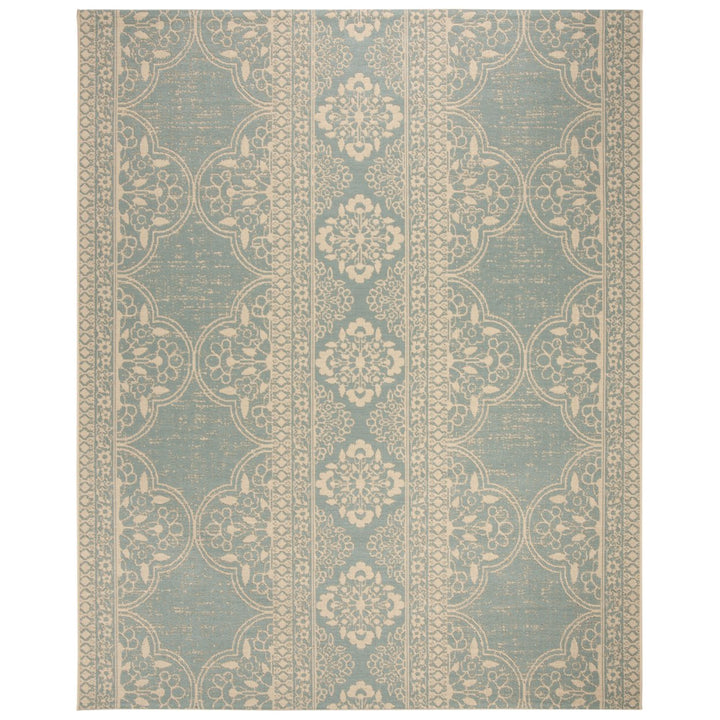 SAFAVIEH Indoor Outdoor BHS174L Beach House Cream / Aqua Rug Image 1