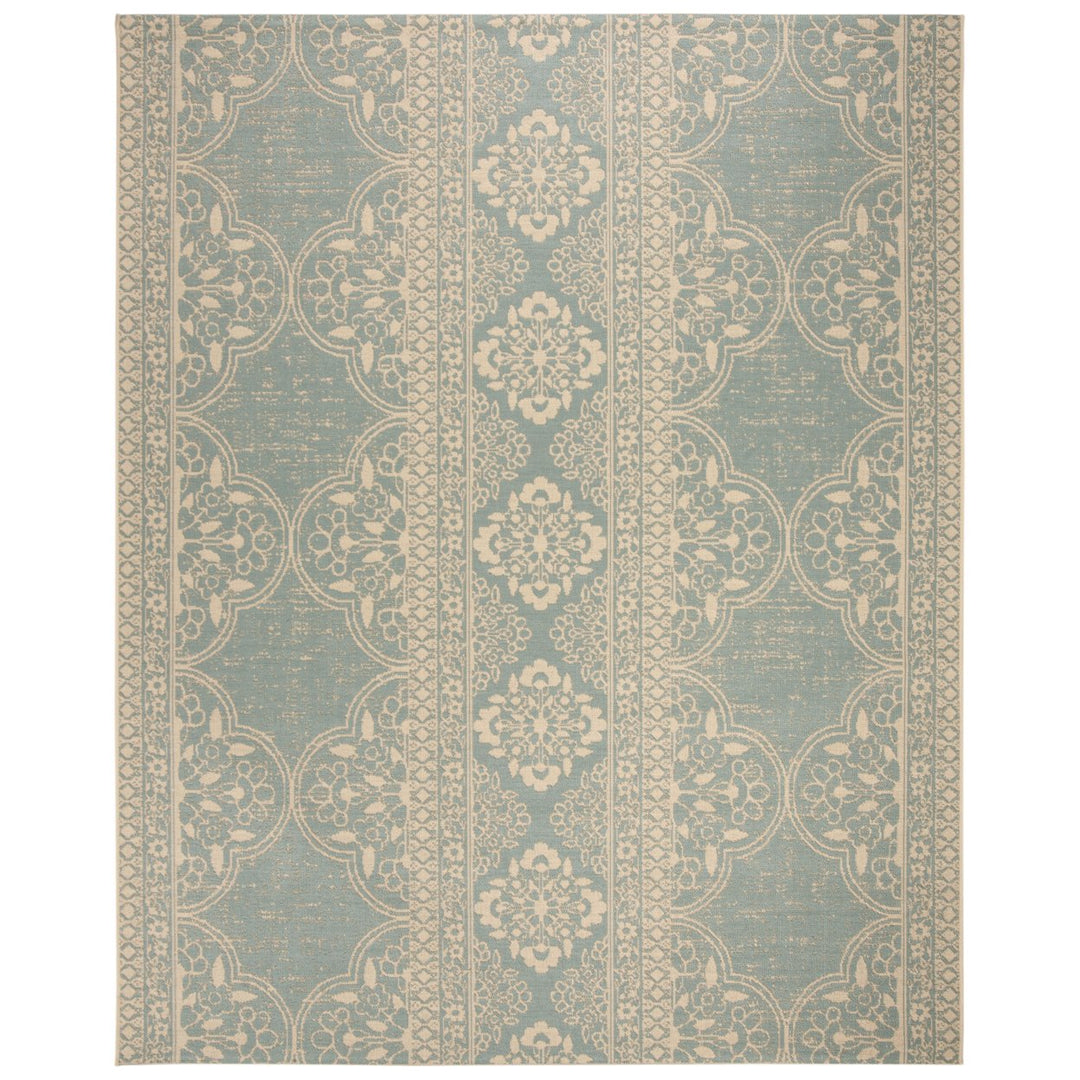 SAFAVIEH Indoor Outdoor BHS174L Beach House Cream / Aqua Rug Image 1