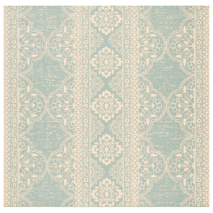 SAFAVIEH Indoor Outdoor BHS174L Beach House Cream / Aqua Rug Image 1