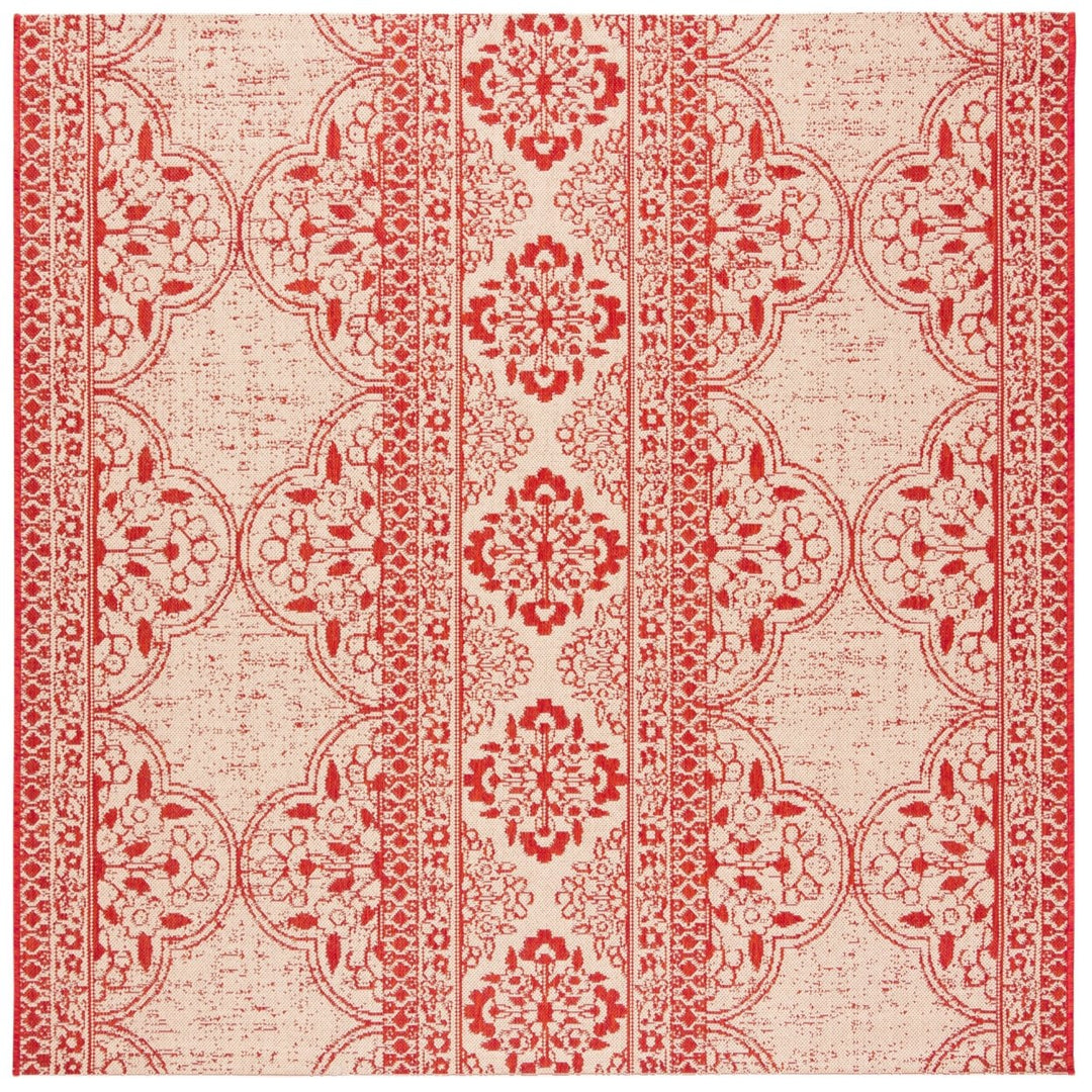 SAFAVIEH Indoor Outdoor BHS174Q Beach House Red / Creme Rug Image 1