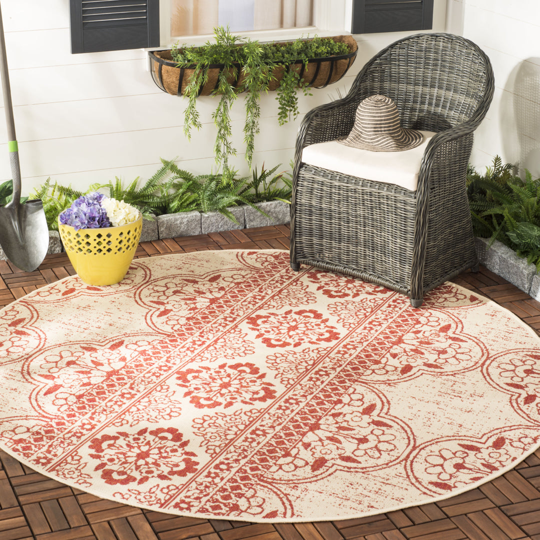 SAFAVIEH Indoor Outdoor BHS174Q Beach House Red / Creme Rug Image 11