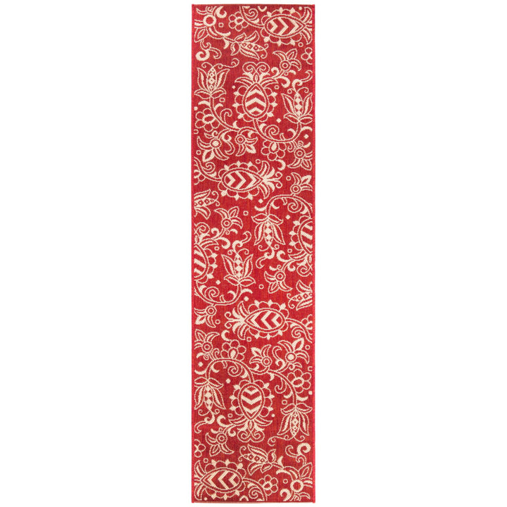 SAFAVIEH Indoor Outdoor BHS246Q Beach House Red / Beige Rug Image 1