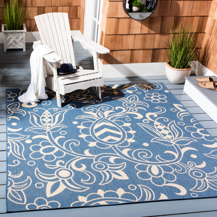 SAFAVIEH Indoor Outdoor BHS246M Beach House Blue / Beige Rug Image 2