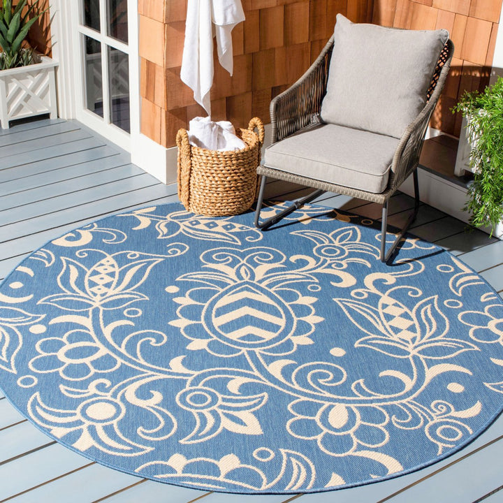 SAFAVIEH Indoor Outdoor BHS246M Beach House Blue / Beige Rug Image 3