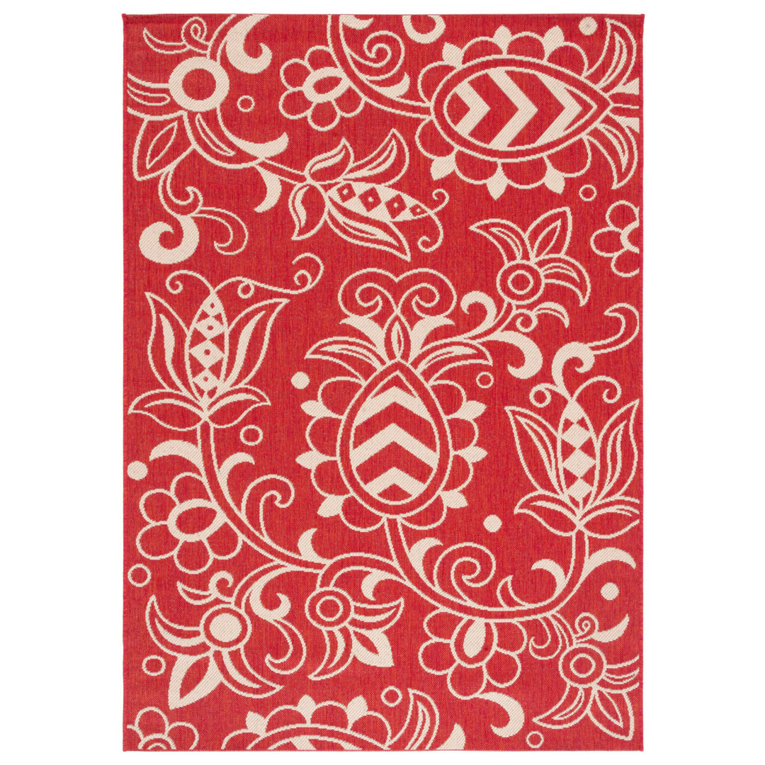 SAFAVIEH Indoor Outdoor BHS246Q Beach House Red / Beige Rug Image 1