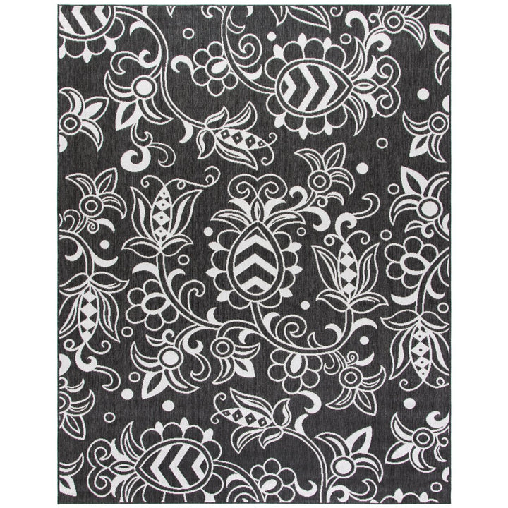 SAFAVIEH Outdoor BHS246Z Beach House Black / Light Grey Rug Image 1