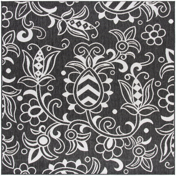 SAFAVIEH Outdoor BHS246Z Beach House Black / Light Grey Rug Image 1