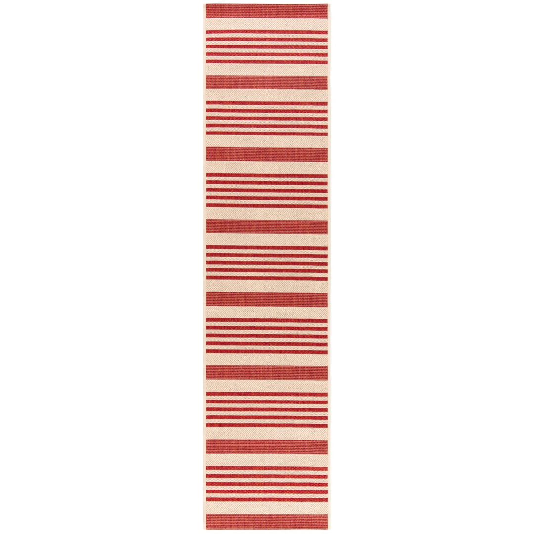 SAFAVIEH Indoor Outdoor BHS222Q Beach House Beige / Red Rug Image 1