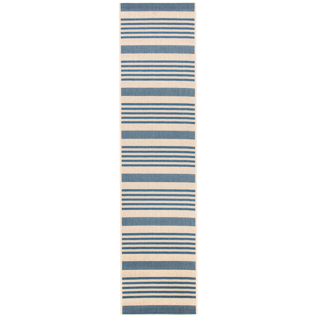 SAFAVIEH Indoor Outdoor BHS222M Beach House Beige / Blue Rug Image 1