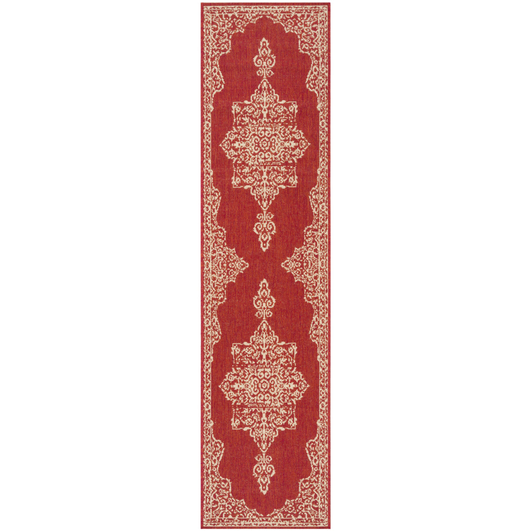 SAFAVIEH Indoor Outdoor BHS180Q Beach House Red / Creme Rug Image 2