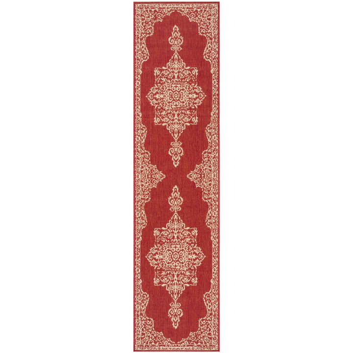 SAFAVIEH Indoor Outdoor BHS180Q Beach House Red / Creme Rug Image 1