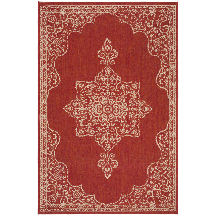 SAFAVIEH Indoor Outdoor BHS180Q Beach House Red / Creme Rug Image 3