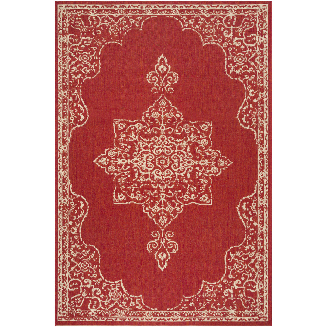 SAFAVIEH Indoor Outdoor BHS180Q Beach House Red / Creme Rug Image 4