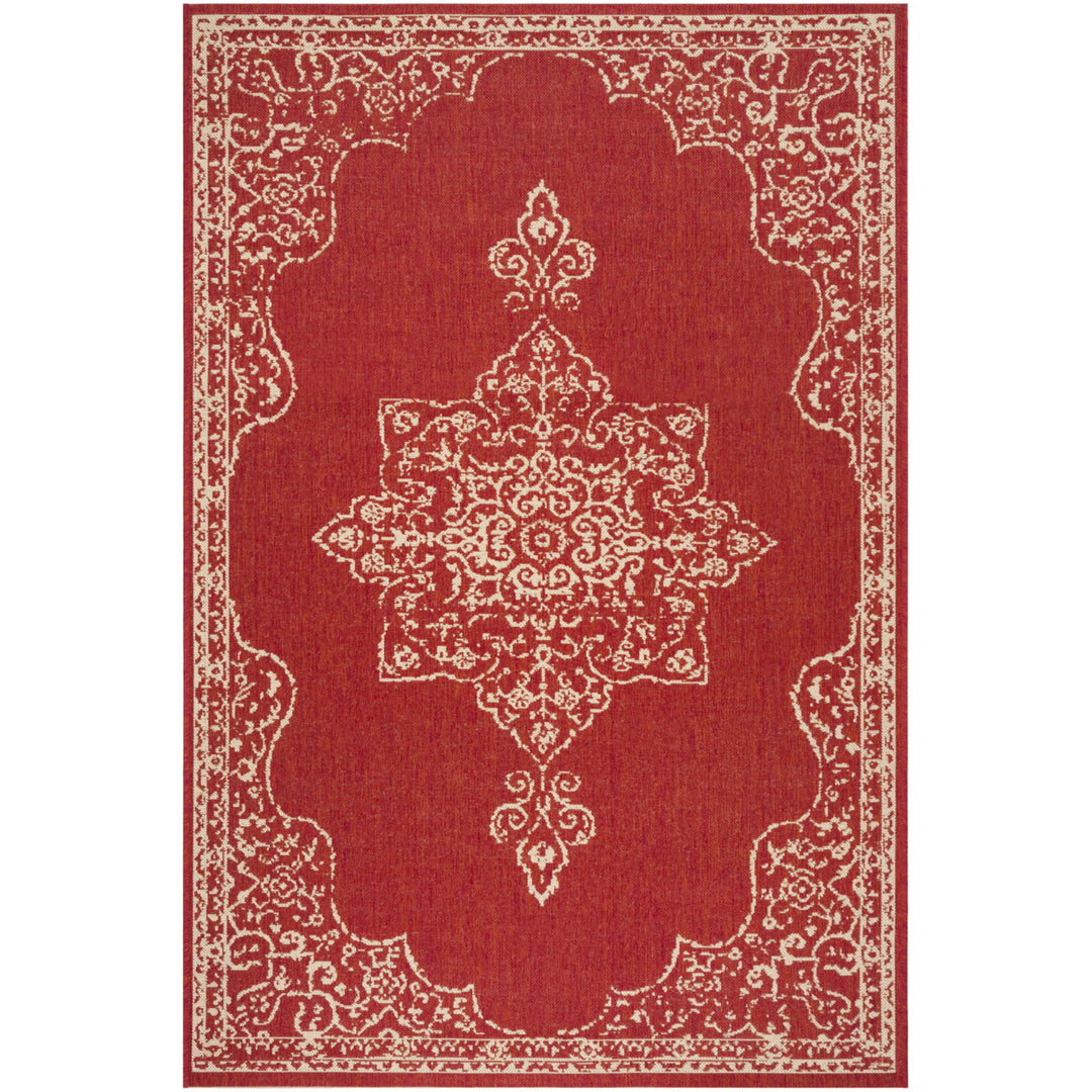 SAFAVIEH Indoor Outdoor BHS180Q Beach House Red / Creme Rug Image 1