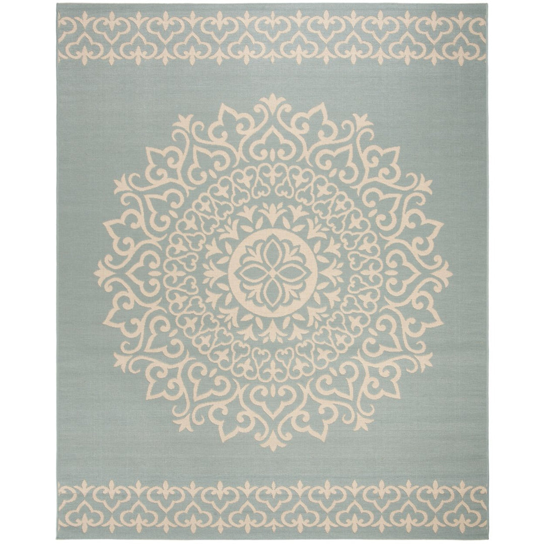 SAFAVIEH Indoor Outdoor BHS183L Beach House Cream / Aqua Rug Image 1