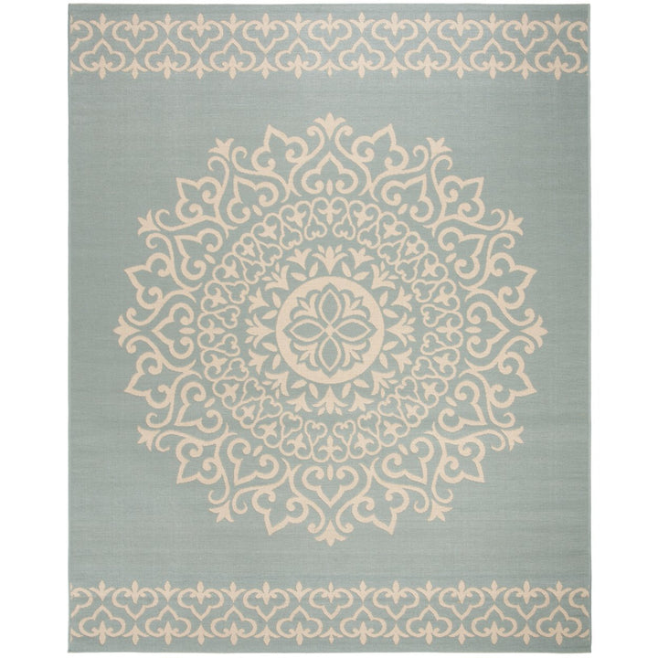 SAFAVIEH Indoor Outdoor BHS183L Beach House Cream / Aqua Rug Image 1