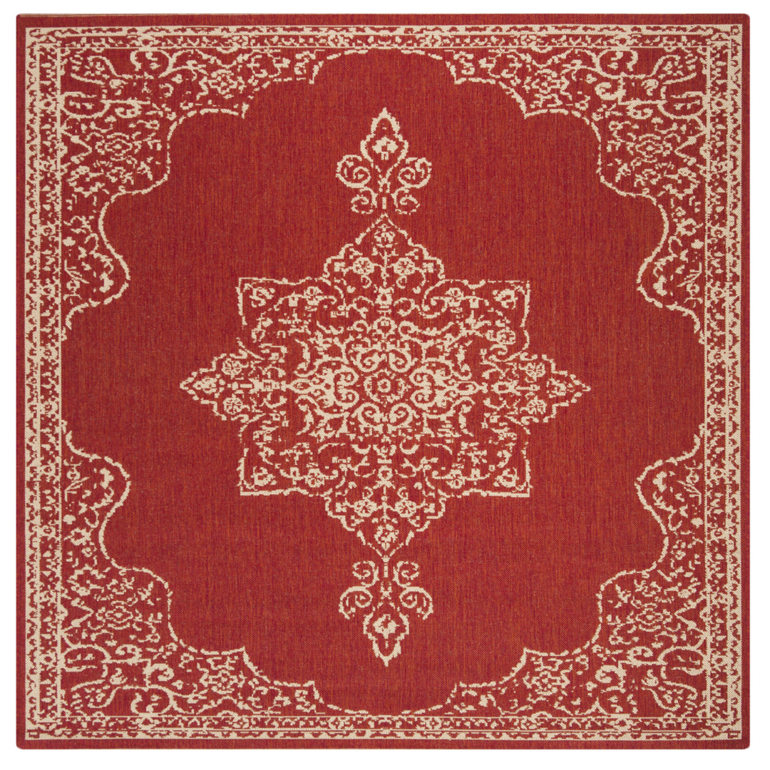 SAFAVIEH Indoor Outdoor BHS180Q Beach House Red / Creme Rug Image 6