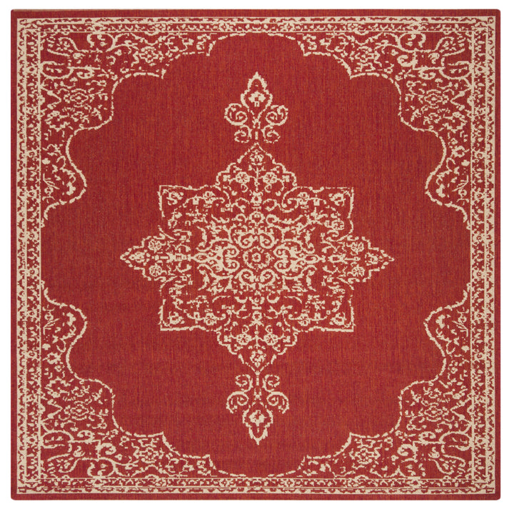SAFAVIEH Indoor Outdoor BHS180Q Beach House Red / Creme Rug Image 6