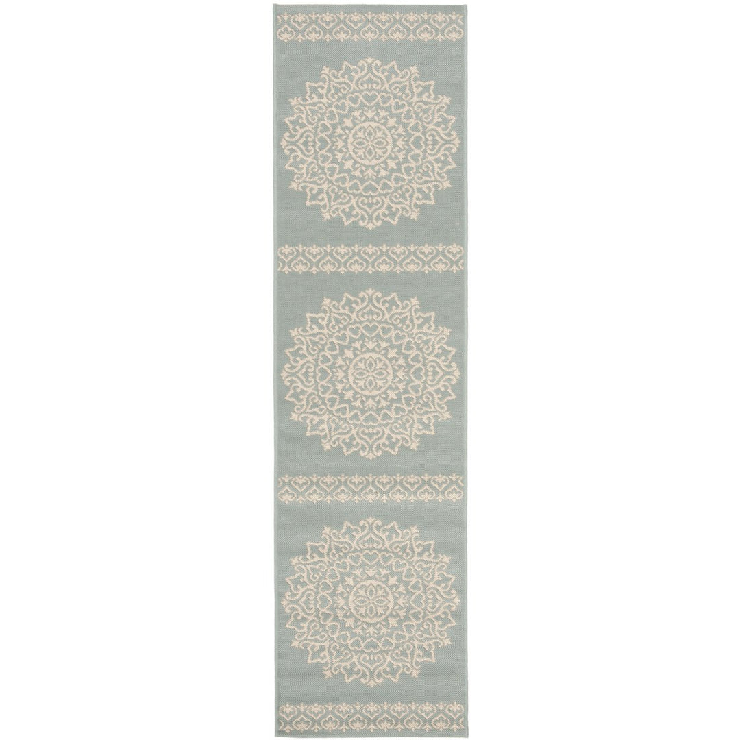 SAFAVIEH Indoor Outdoor BHS183L Beach House Cream / Aqua Rug Image 1