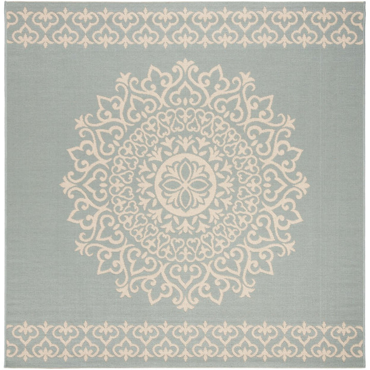 SAFAVIEH Indoor Outdoor BHS183L Beach House Cream / Aqua Rug Image 1