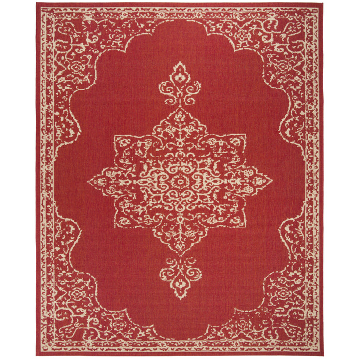 SAFAVIEH Indoor Outdoor BHS180Q Beach House Red / Creme Rug Image 7
