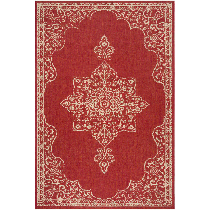SAFAVIEH Indoor Outdoor BHS180Q Beach House Red / Creme Rug Image 11