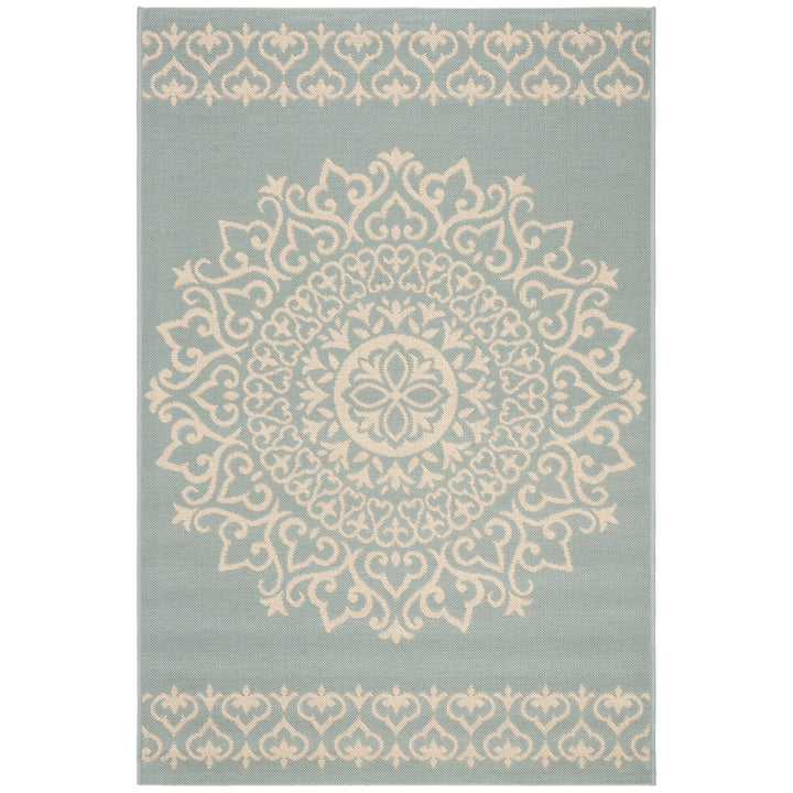 SAFAVIEH Indoor Outdoor BHS183L Beach House Cream / Aqua Rug Image 1