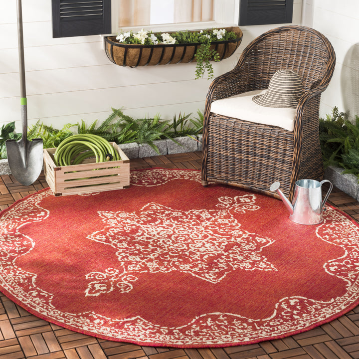 SAFAVIEH Indoor Outdoor BHS180Q Beach House Red / Creme Rug Image 12