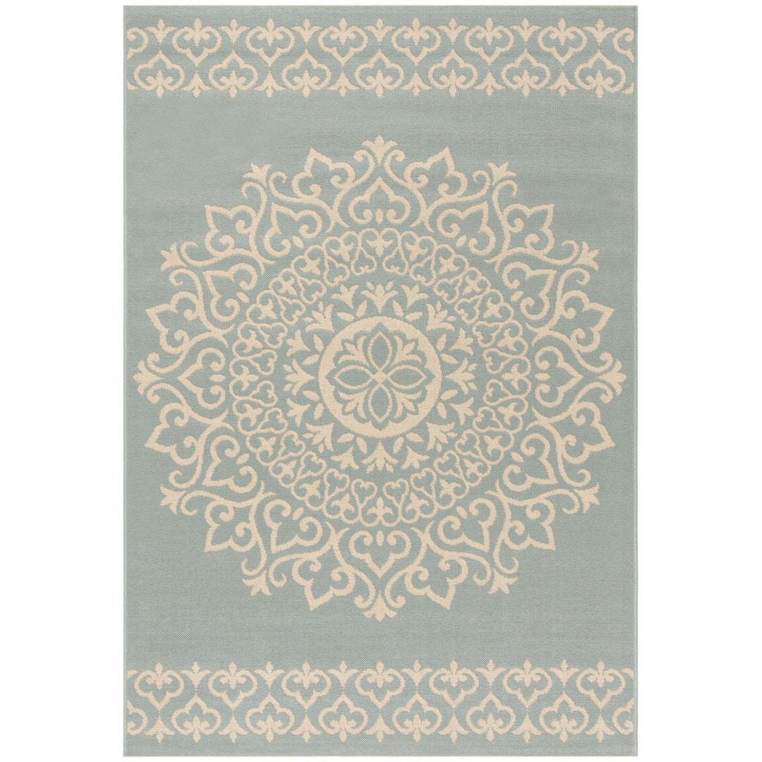 SAFAVIEH Indoor Outdoor BHS183L Beach House Cream / Aqua Rug Image 1