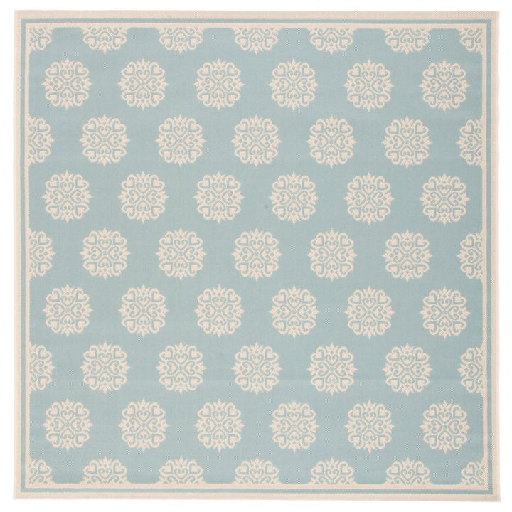 SAFAVIEH Indoor Outdoor BHS181K Beach House Aqua / Cream Rug Image 1