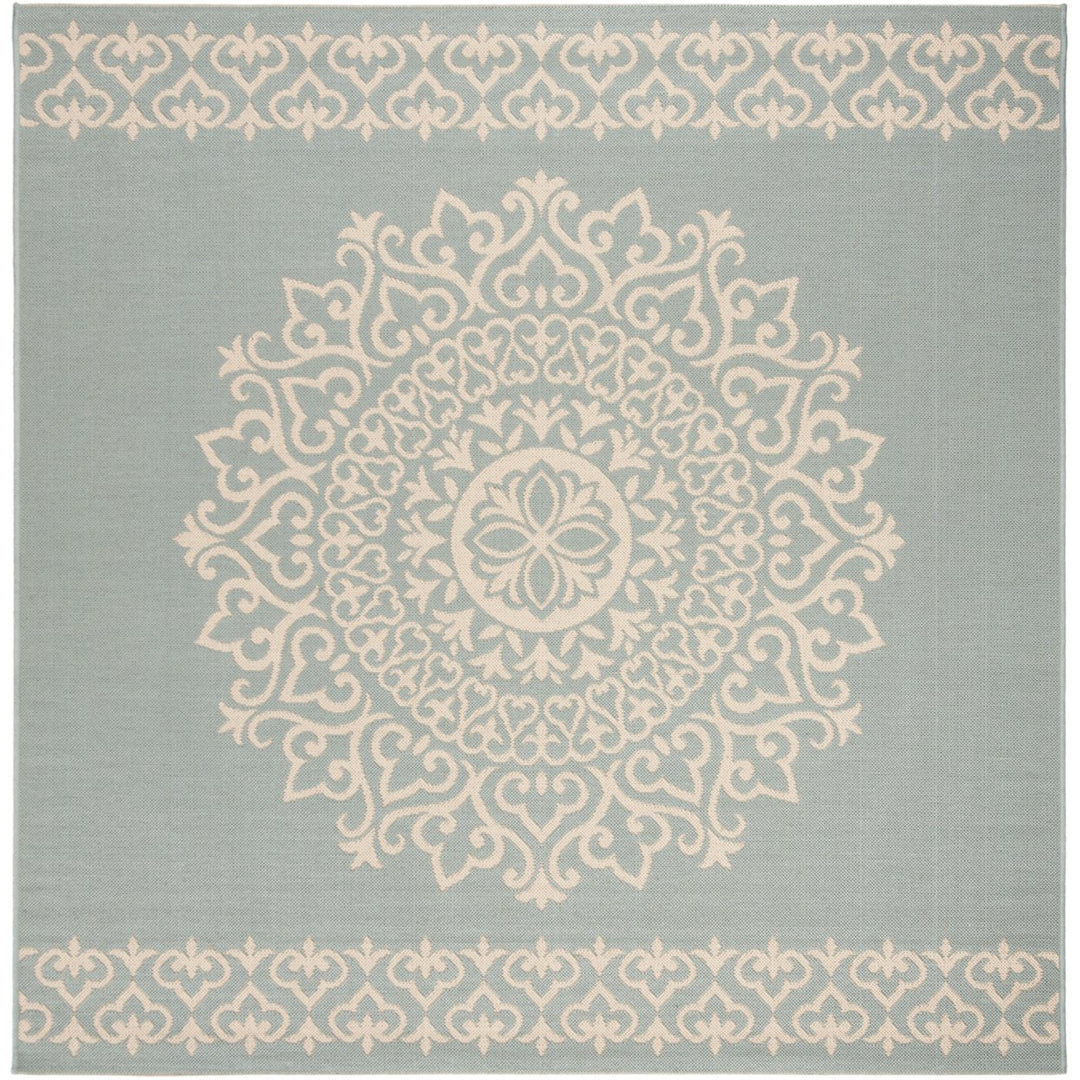 SAFAVIEH Indoor Outdoor BHS183L Beach House Cream / Aqua Rug Image 1