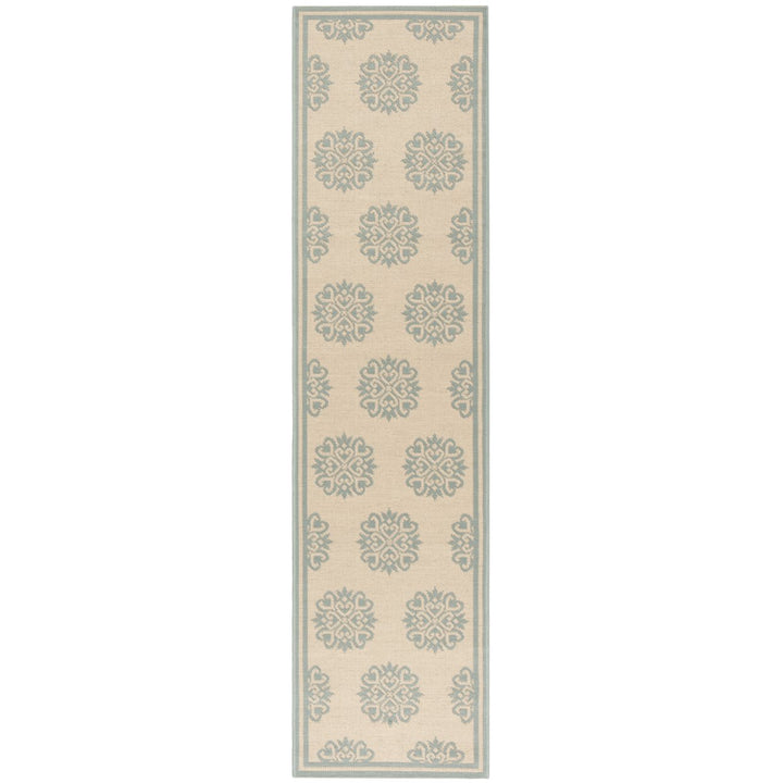 SAFAVIEH Indoor Outdoor BHS181L Beach House Cream / Aqua Rug Image 1