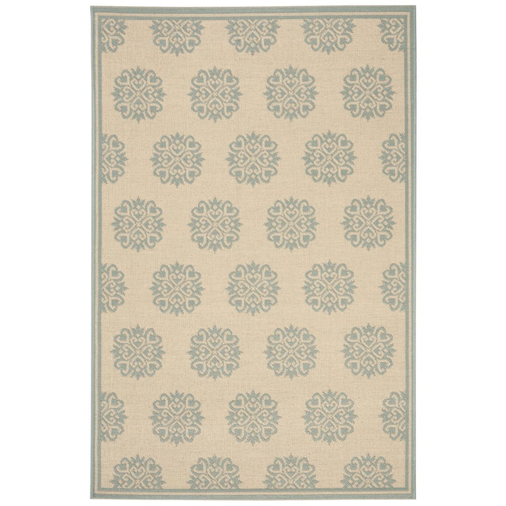 SAFAVIEH Indoor Outdoor BHS181L Beach House Cream / Aqua Rug Image 1