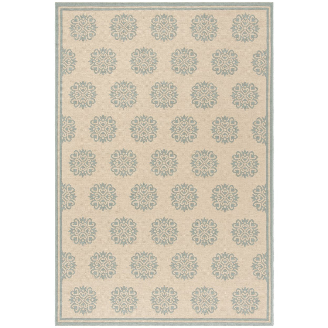 SAFAVIEH Indoor Outdoor BHS181L Beach House Cream / Aqua Rug Image 1