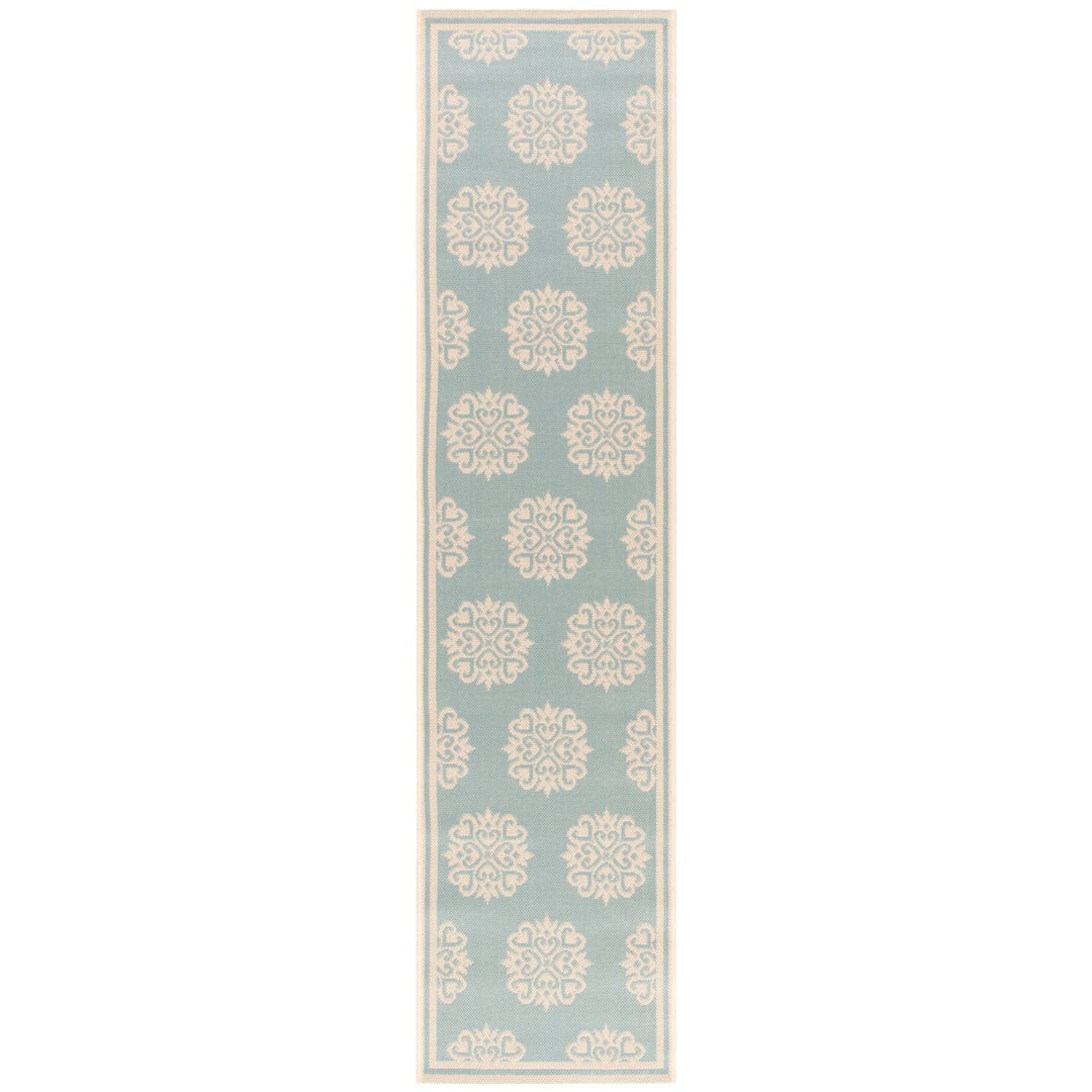 SAFAVIEH Indoor Outdoor BHS181K Beach House Aqua / Cream Rug Image 1