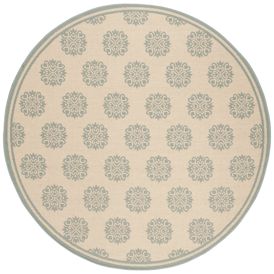 SAFAVIEH Indoor Outdoor BHS181L Beach House Cream / Aqua Rug Image 1