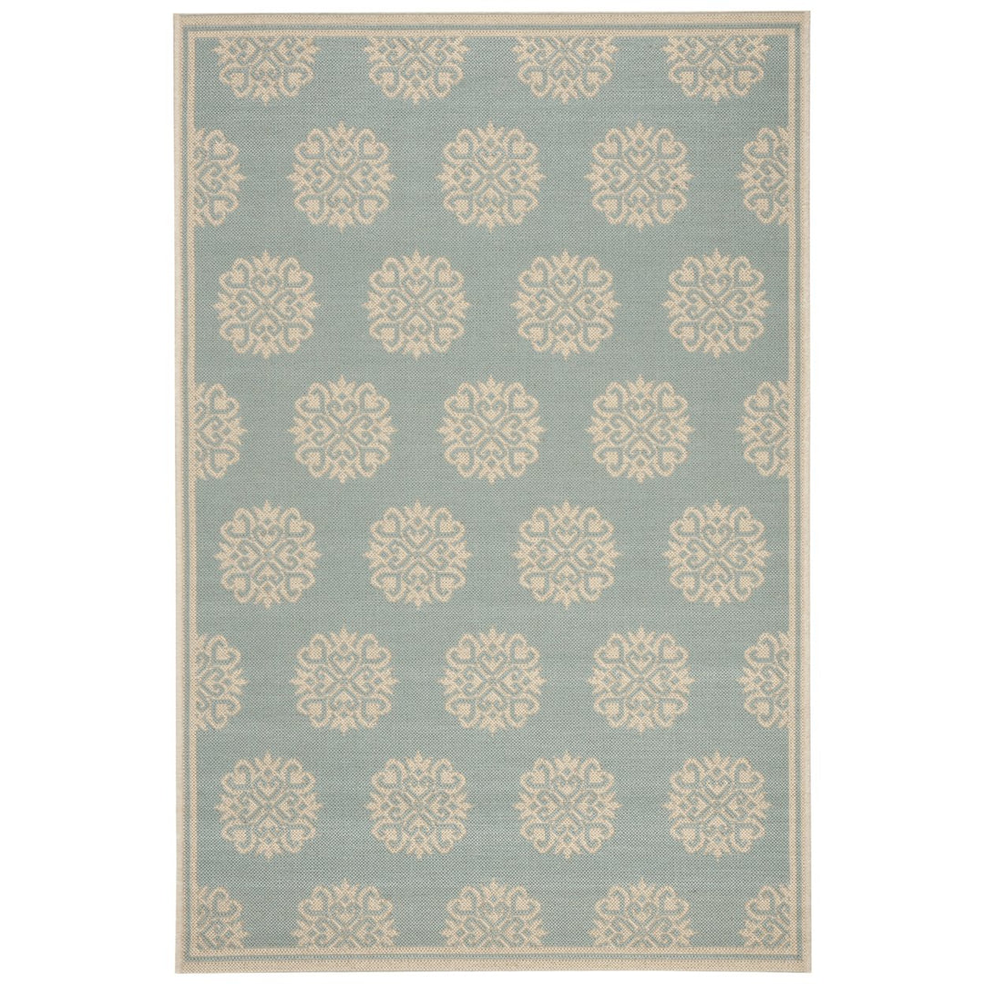 SAFAVIEH Indoor Outdoor BHS181K Beach House Aqua / Cream Rug Image 1