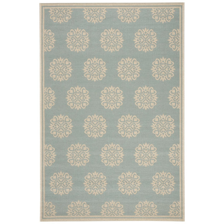 SAFAVIEH Indoor Outdoor BHS181K Beach House Aqua / Cream Rug Image 1